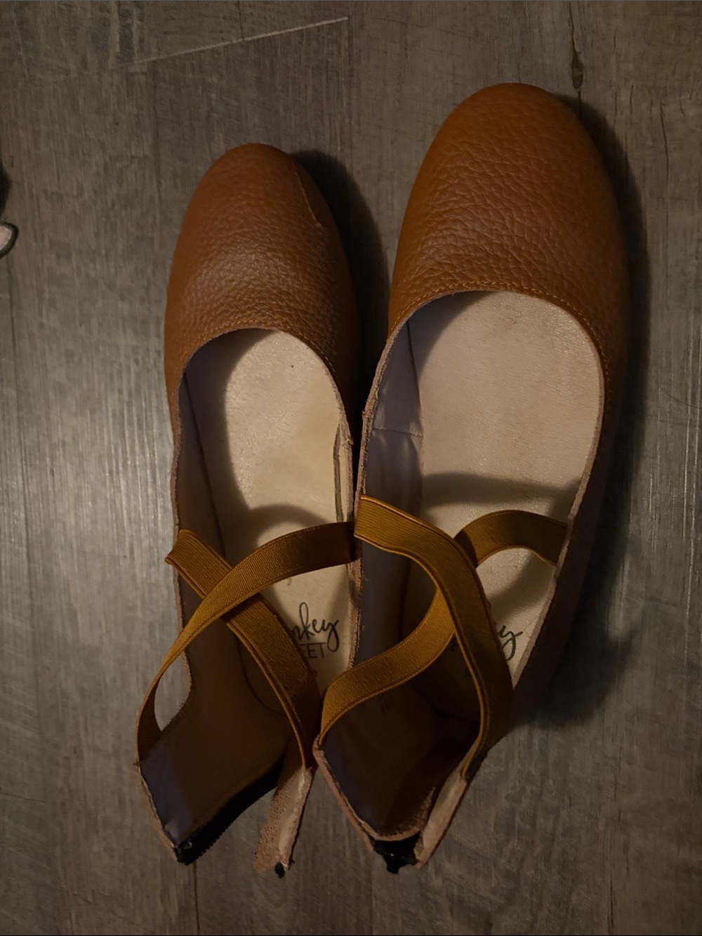 Monkey Feet Women's Brown Ballet Flats with Elastic Cross Straps